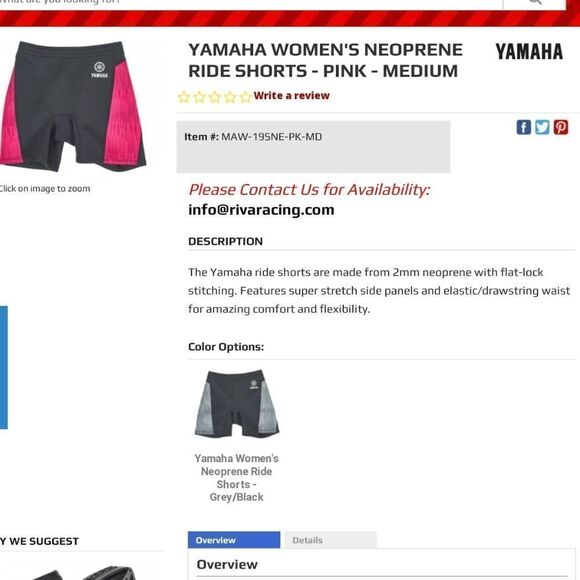 NEW WITH TAGS YAMAHA NEOPRENE RIDE SHORTS IN BLACK AND PINK - Picture 5 of 6